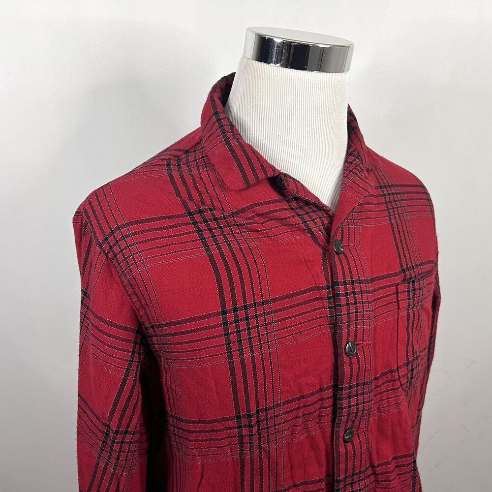 Blake Shelton x Lands End Medium Flannel Pajama Shirt‎ Red Plaid Button Front